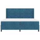 Box spring seng med LED-lysstrimler Blå 200 x 200 cm Fløjl