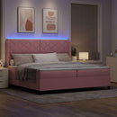 Box spring seng med LED-lysstrimler Lyserød 200 x 200 cm Fløjl