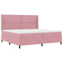 Box spring seng med LED-lysstrimler Lyserød 200 x 200 cm Fløjl