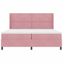 Box spring seng med LED-lysstrimler Lyserød 200 x 200 cm Fløjl