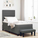 Box spring seng med pude Mørkegrå 90 x 200 cm Stof