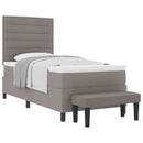 Box spring seng med hovedgærde Gråbrun 90 x 200 cm Stof