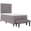 Box spring seng med hovedgærde Gråbrun 90 x 200 cm Stof