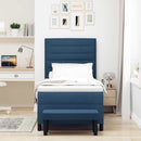 Box spring seng med hovedgærde Blå 90 x 200 cm Stof