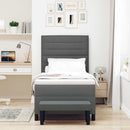 Box spring seng med hovedgærde Mørkegrå 100 x 200 cm Stof