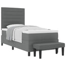 Box spring seng med hovedgærde Mørkegrå 100 x 200 cm Stof