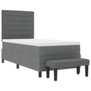 Box spring seng med hovedgærde Mørkegrå 100 x 200 cm Stof