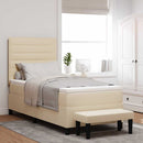 Box spring seng med pude med hovedgærde Creme 100 x 200 cm Stof