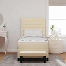 Box spring seng med pude med hovedgærde Creme 100 x 200 cm Stof