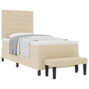 Box spring seng med pude med hovedgærde Creme 100 x 200 cm Stof