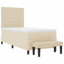 Box spring seng med pude med hovedgærde Creme 100 x 200 cm Stof
