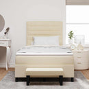 Box spring seng med hovedgærde Creme 120 x 200 cm Stof
