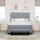 Box spring seng med hovedgærde Lysegrå 140 x 200 cm Stof