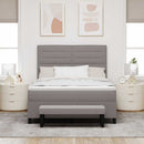 Box spring seng med hovedgærde Gråbrun 160 x 200 cm Stof