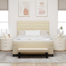 Box spring seng med hovedgærde Creme 160 x 200 cm Stof