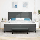 Box spring seng med madras Mørkegrå 200 x 200 cm Stof