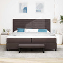 Box spring seng med madras Mørk Brun 200 x 200 cm Stof