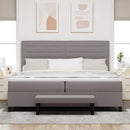 Box spring seng med hovedgærde Gråbrun 200 x 200 cm Stof