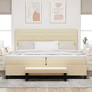 Box spring seng med madras Creme 200 x 200 cm Stof
