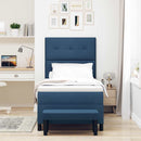 Box spring seng med hovedgærde Blå 80 x 200 cm Stof