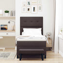Box spring seng med hovedgærde Mørk Brun 90 x 190 cm Stof