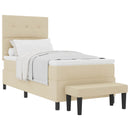 Box spring seng med hovedgærde Creme 90 x 190 cm Stof