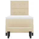 Box spring seng med hovedgærde Creme 90 x 190 cm Stof