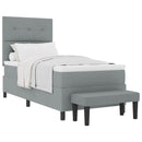 Box spring seng med hovedgærde Lysegrå 90 x 200 cm Stof