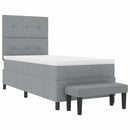 Box spring seng med hovedgærde Lysegrå 90 x 200 cm Stof