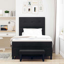 Box spring seng med pude med hovedgærde Sort 120 x 190 cm Stof