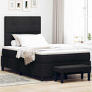 Box spring seng med pude med hovedgærde Sort 120 x 200 cm Stof