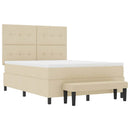 Box spring seng med hovedgærde Creme 140 x 190 cm Stof