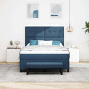 Box spring seng med hovedgærde Blå 140 x 190 cm Stof