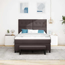 Box spring seng med hovedgærde Mørk Brun 140 x 200 cm Stof