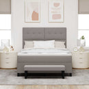 Box spring seng med hovedgærde Gråbrun 140 x 200 cm Stof