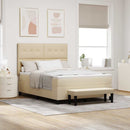 Box spring seng med hovedgærde Creme 140 x 200 cm Stof