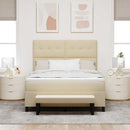 Box spring seng med hovedgærde Creme 140 x 200 cm Stof