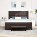 Box spring seng med hovedgærde Mørk Brun 180 x 200 cm Stof