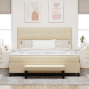 Box spring seng med hovedgærde Creme 180 x 200 cm Stof