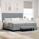 Box spring seng med hovedgærde Lysegrå 200 x 200 cm Stof
