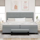 Box spring seng med hovedgærde Lysegrå 200 x 200 cm Stof