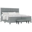 Box spring seng med hovedgærde Lysegrå 200 x 200 cm Stof