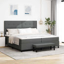 Box spring seng med hovedgærde Mørkegrå 200 x 200 cm Stof