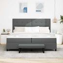 Box spring seng med hovedgærde Mørkegrå 200 x 200 cm Stof