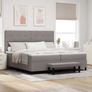 Box spring seng med hovedgærde Gråbrun 200 x 200 cm Stof