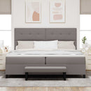 Box spring seng med hovedgærde Gråbrun 200 x 200 cm Stof