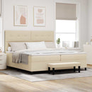 Box spring seng med hovedgærde Creme 200 x 200 cm Stof