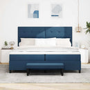 Box spring seng med hovedgærde Blå 200 x 200 cm Stof
