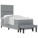 Box spring seng med hovedgærde Lysegrå 80 x 200 cm Stof