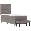 Box spring seng med hovedgærde Gråbrun 80 x 200 cm Stof